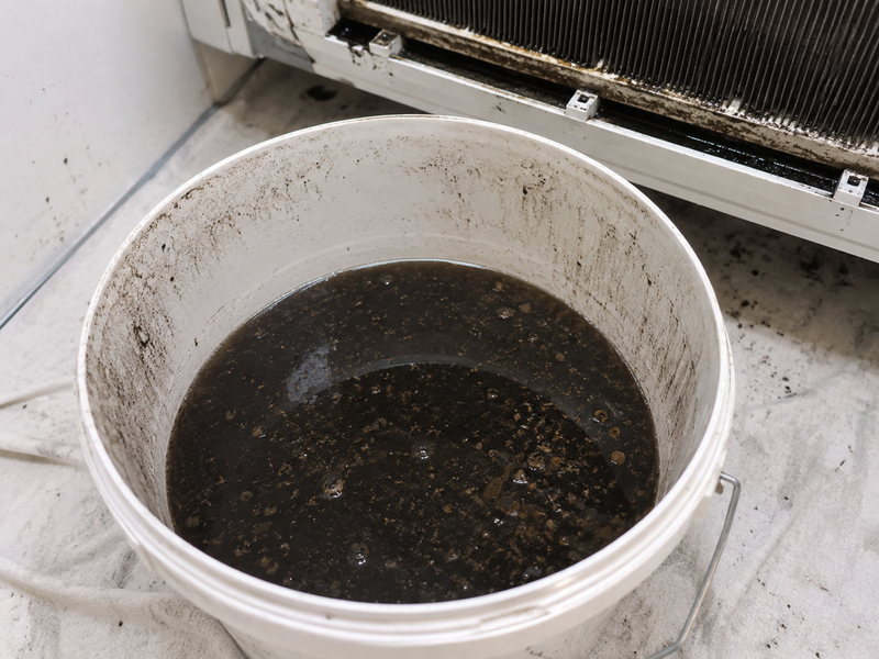 Dirty grime collected from split system clean