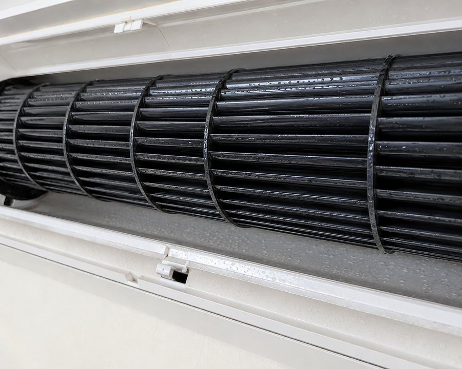 Fan barrel and airflow path after cleaning, North Brisbane customer job