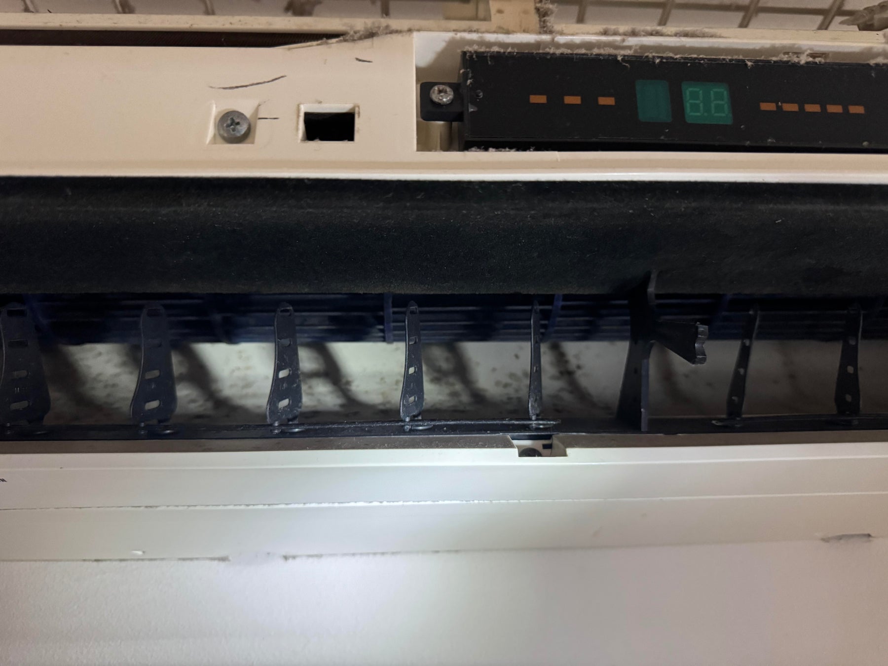 Before cleaning: Heavy mould and musty build-up removed from two split systems